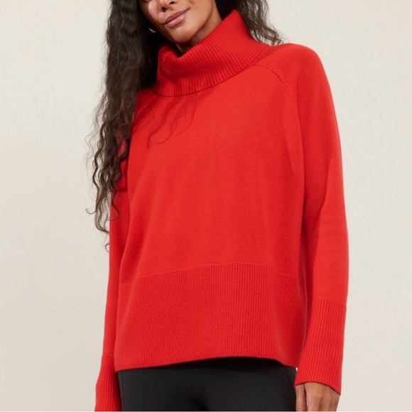 Athleta Sweaters - Athleta Vibrant Red Cowl Neck Sweater